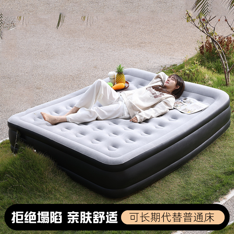 户外植绒充气床单人露营床懒人打地铺帐篷床垫家用双人午睡充气床细节图