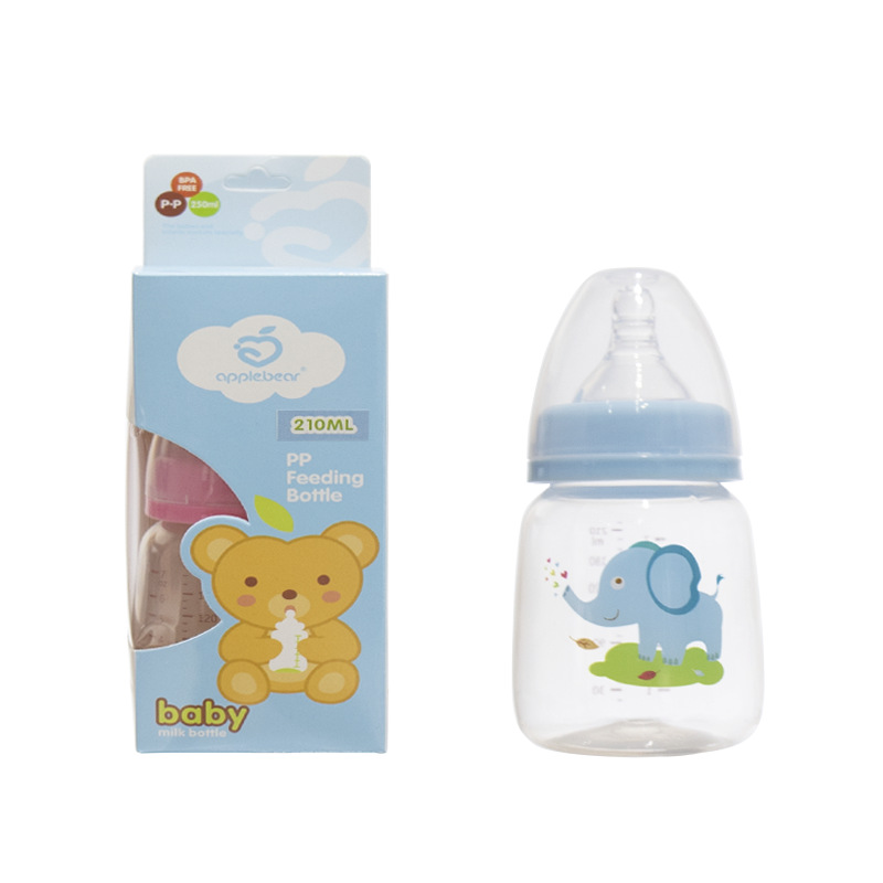 宽口径210ml婴儿pp奶瓶防胀气硅胶奶嘴 宝宝喝水奶瓶批发