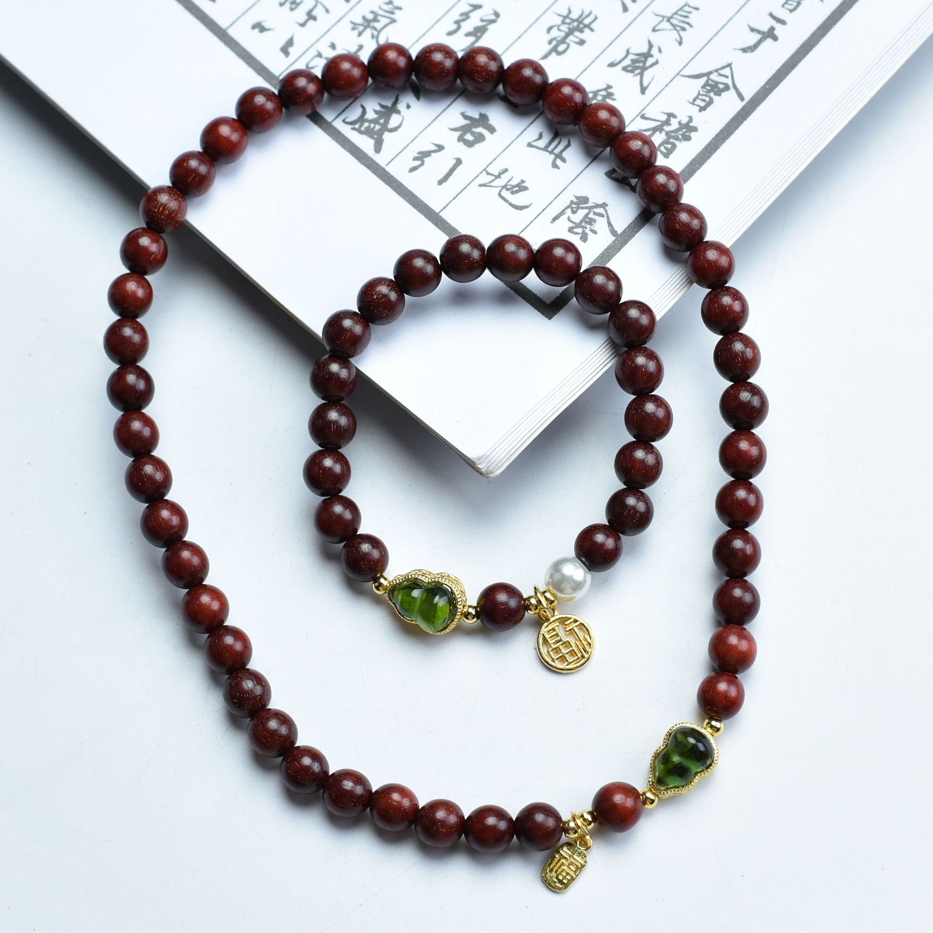 DIY small-leaf red sandalwood gourd-shaped bracelet, specification 0.8, men's and women's styles, decorative jewelry, cultural play beads, factory wholesale details Picture