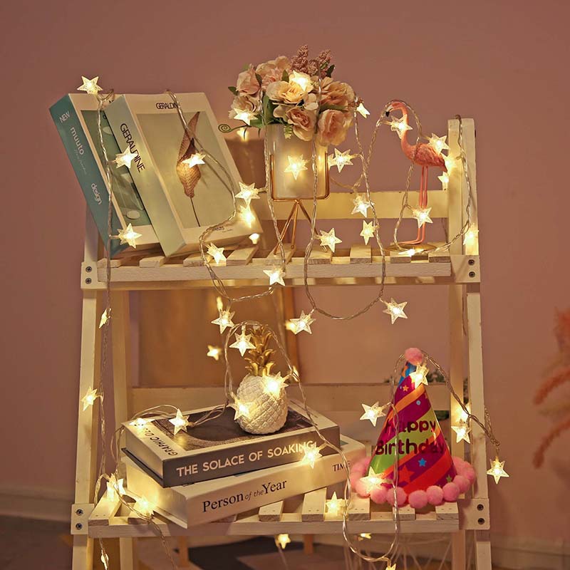LED light strings, five-pointed star color lights, battery boxes, small light strings, Christmas room decoration, star light strings, bulk wholesale details Picture