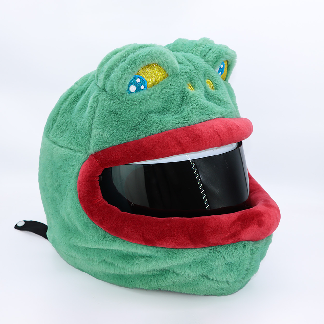 Plush helmet cover, funny big-mouthed frog full helmet cover, motorcycle head cover, new cross-border helmet cover details Picture