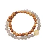Chinese-style double-ring Barbie sandalwood smoke purple agate bracelet with Heart Sutra stacked text playing with Buddhist prayer beads, holding a girls' thin bracelet Item Picture