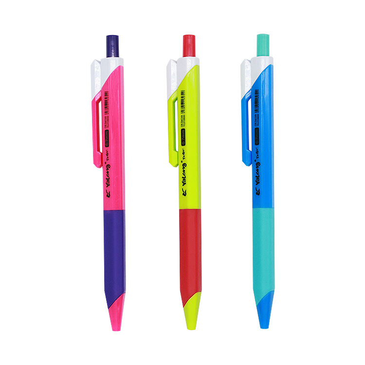 Yalong Cross-border New Design 0.5 color pen barrel high-quality standard office/school medium oil pen Ballpoint pen details Picture