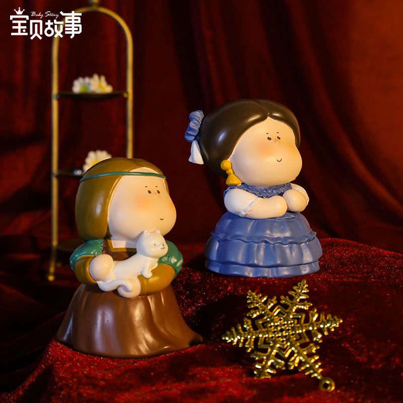 月半艺术家二代盲盒公仔桌面装饰树脂摆件复古名人名画手办送礼物细节图