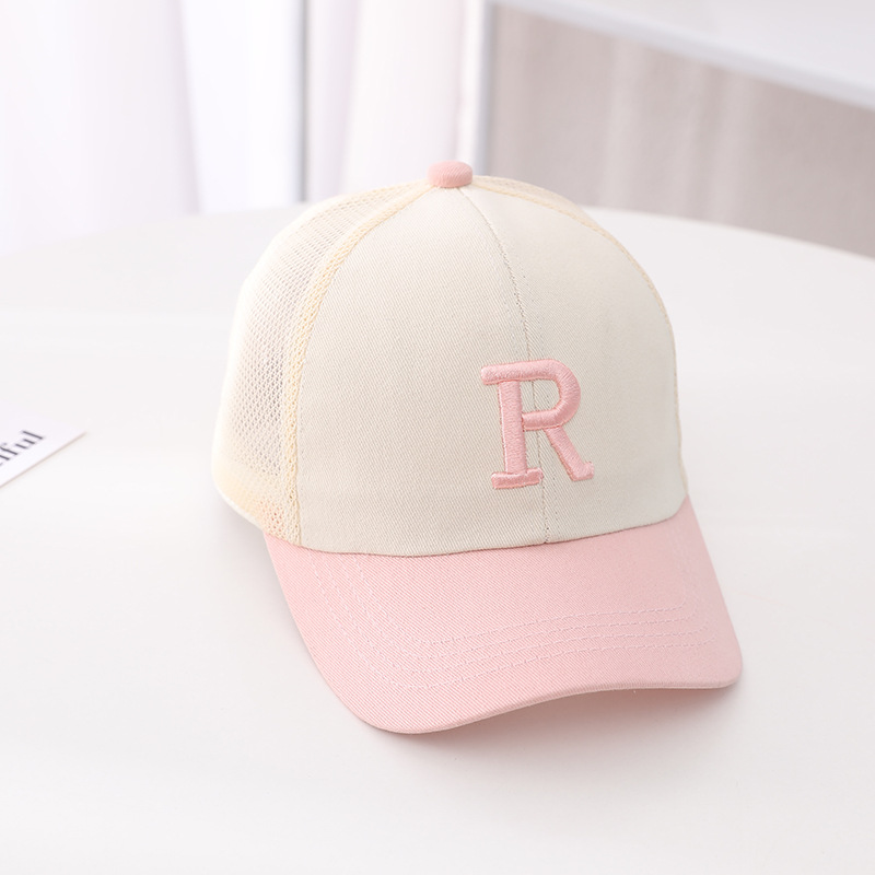 Children's baseball cap, net cap, letter embroidery, European and American casual summer outdoor UV protection, sunshade, face protection, adjustable Application Scenario
