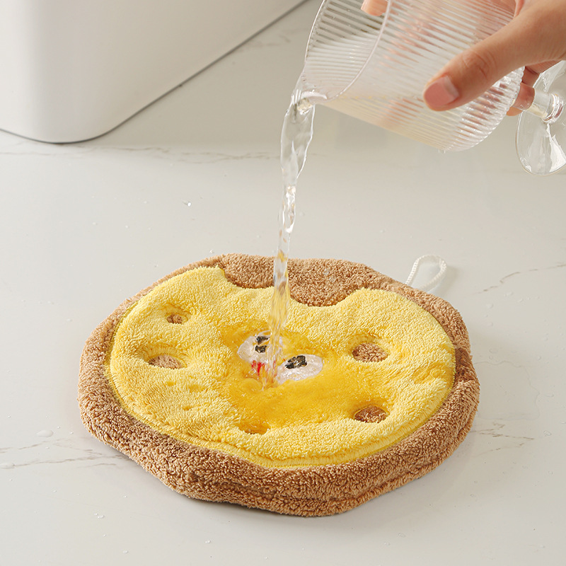 可挂式加厚烘焙造型卡通儿童擦手巾吸水珊瑚绒小方巾厨房浴室两用细节图