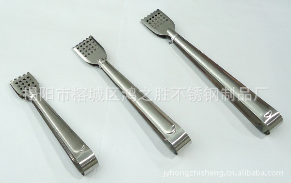 【 Low Price Wholesale 】 Stainless Steel Large Square Perforated Food tongs, bread tongs and barbecue tongs manufacturer Specification image