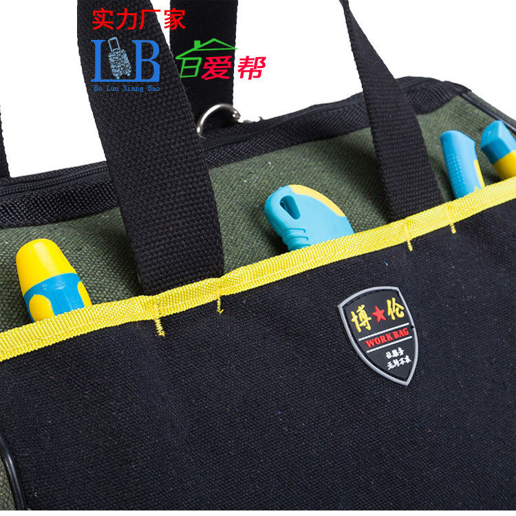 Hand-held shoulder canvas bags, hand-held electrician bags, multi-functional hardware tool bags, luggage factory, powerful manufacturer of tool bags Item Picture