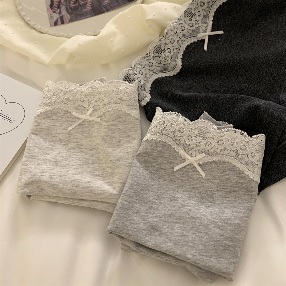 纯欲芭蕾风可爱甜美性感纯棉少女中腰包臀内裤抑菌加长裆三角裤女士内衣详情3