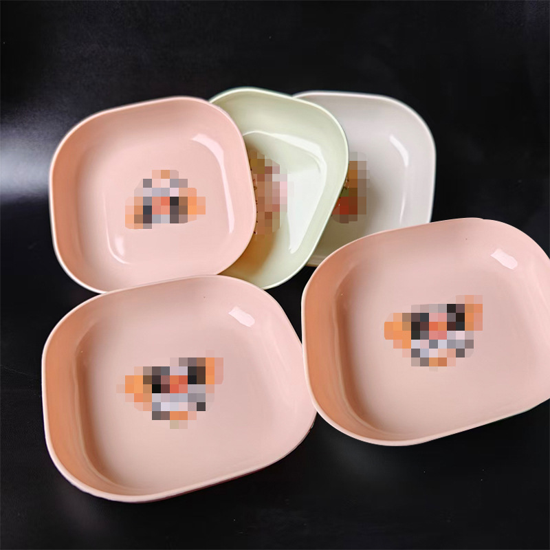 【3-7区】H11 方形卡通-吐骨蝶 600/箱	H11方形吐骨蝶盘子塑料家用水果盘子酒店饭店卡通碟子方盘子1元产品图