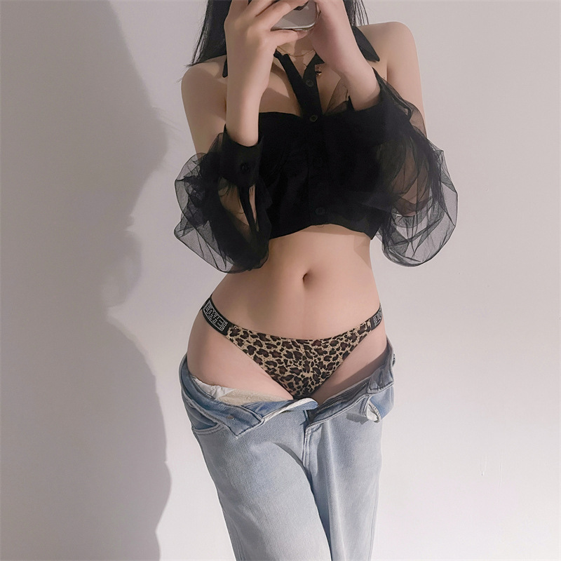 New rubberized printed women's underwear with T-shaped horizontal straps, sexy and seamless swimming fabric, comfortable and breathable for women, 17493 details Picture