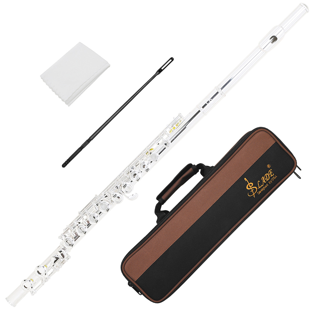 Cross-border silver-plated flute, 16-hole closed-hole C major silver flute, white copper curved flute, professional performance flute Application Scenario