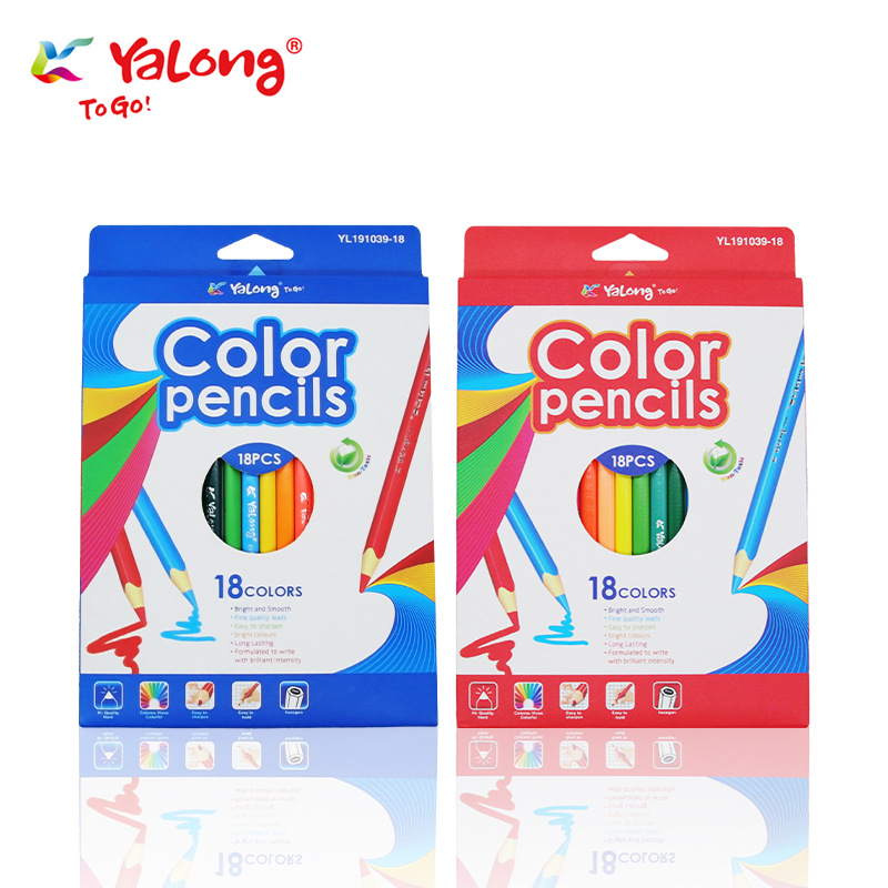 雅隆高性价比12/18/24色彩铅学生绘画文具彩色铅笔彩铅厂家铅笔白底实物图