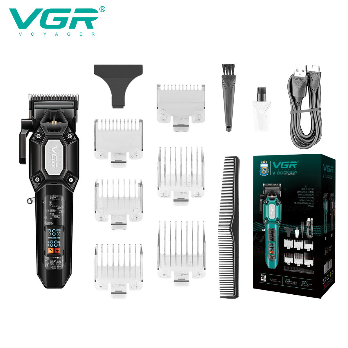 وهناك مشروع جديد عبر الحدود من طراز VGR600 خاص بالرجال، وهو عبارة عن مصفف شعر مزود بشفرات حلاقة كهربائية تعمل بالبلورات السائلة details Picture