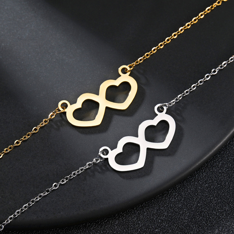 Japón y Corea del Sur ins viento accesorios doble amor pareja multifuncional collar regalo de san valentín vacío chapado oro no se desvanecen