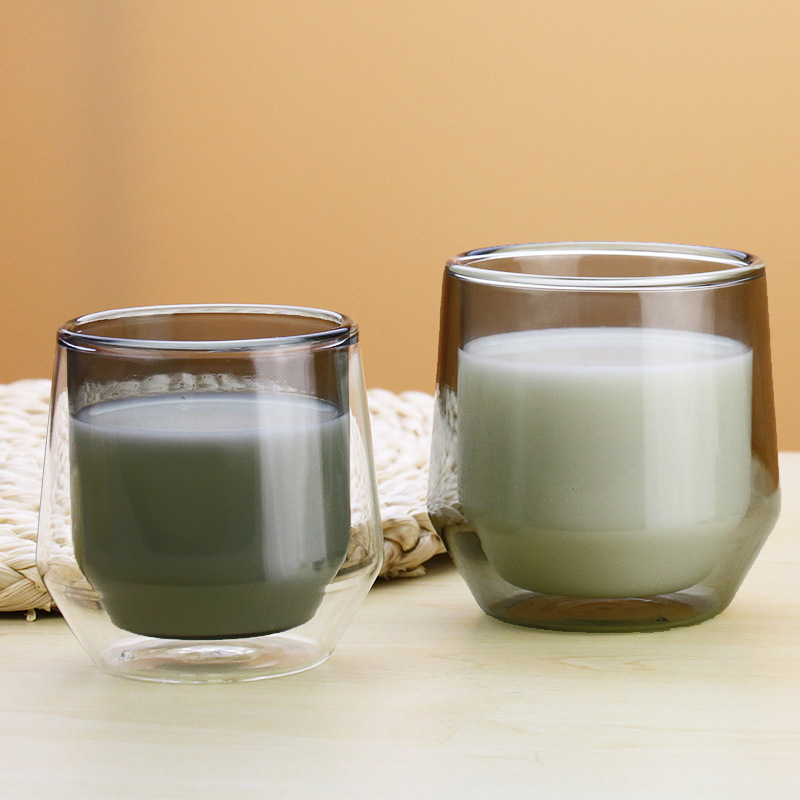 Double-layer colored glass cups, tea brewing cups, household drinking cups, multiple specifications available, high borosilicate heat-resistant milk cups Application Scenario