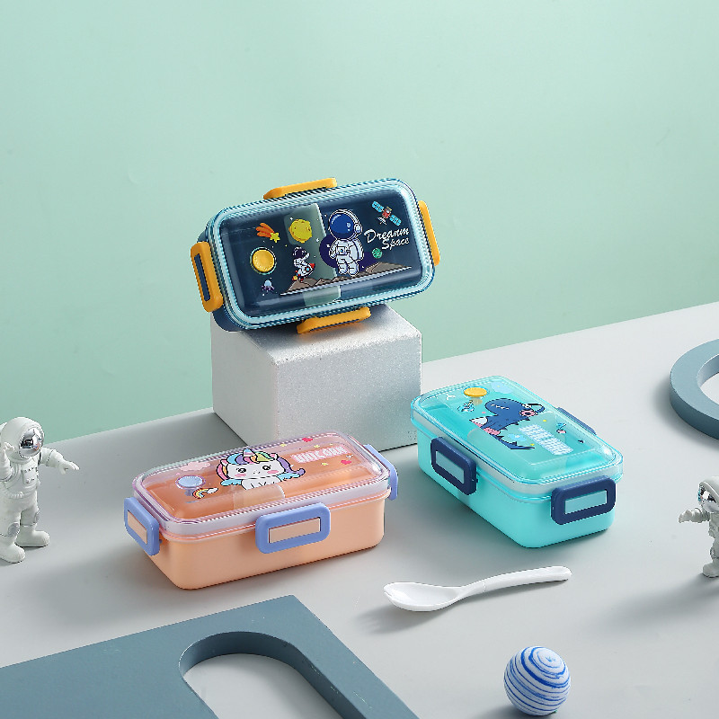 Plastic compartment-sealed lunch boxes, children and students with spoons and forks, office workers' lunch boxes, microwave-safe cross-border preservation boxes Application Scenario