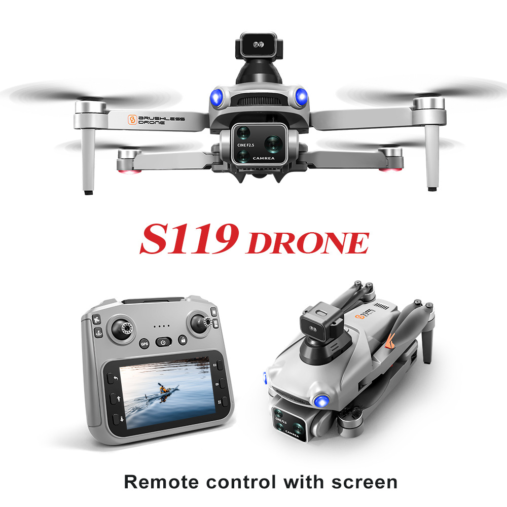 The new cross-border S119 drone features GPS positioning for return with a screen and is a high-end aerial photography quadcopter with an 8k long battery life Item Picture