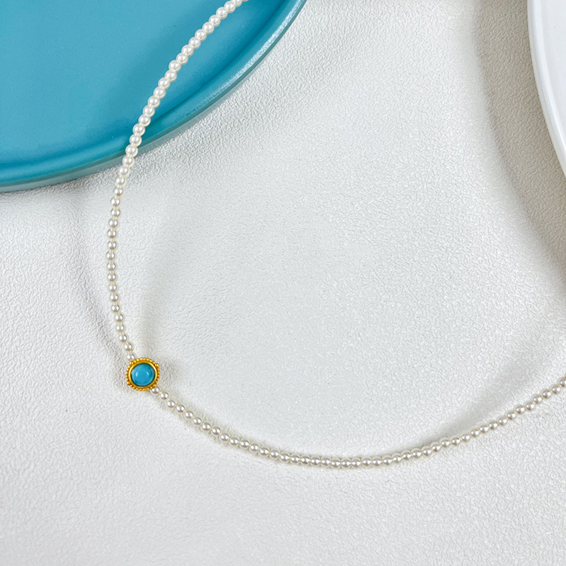 项链/珍珠/鳄鱼皮项链/天然石项链/珍珠项链白底实物图