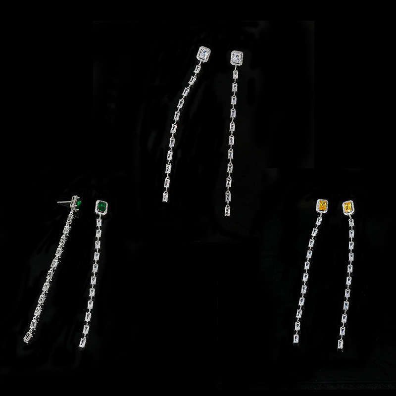 Daily commuting square tassel zircon earrings, the same style of stylish earrings for female best friends, new trendy earrings for women wholesale Application Scenario
