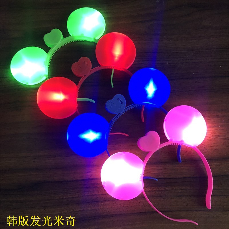 Korean version luminous cat ear headbands, luminous Mickey one-piece color led headbands, hot sale and wholesale at street stalls Specification image