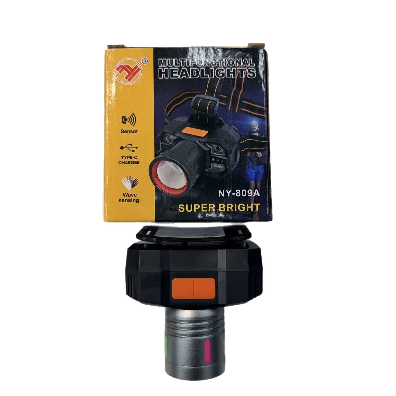 Hand-waving sensor headlamp, waterproof night cycling and night fishing head-mounted outdoor lighting lamp, powerful ultra-bright white laser Item Picture