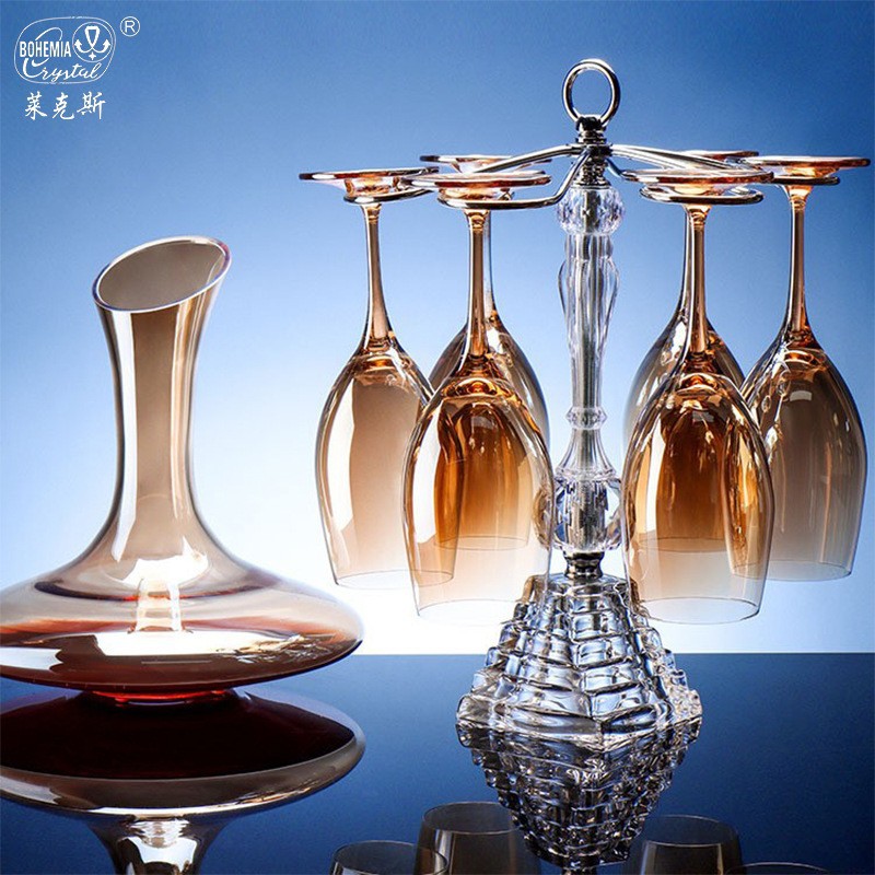 捷克进口红酒杯套装家用水晶杯高档酒具套组轻奢炫彩玻璃酒杯批发