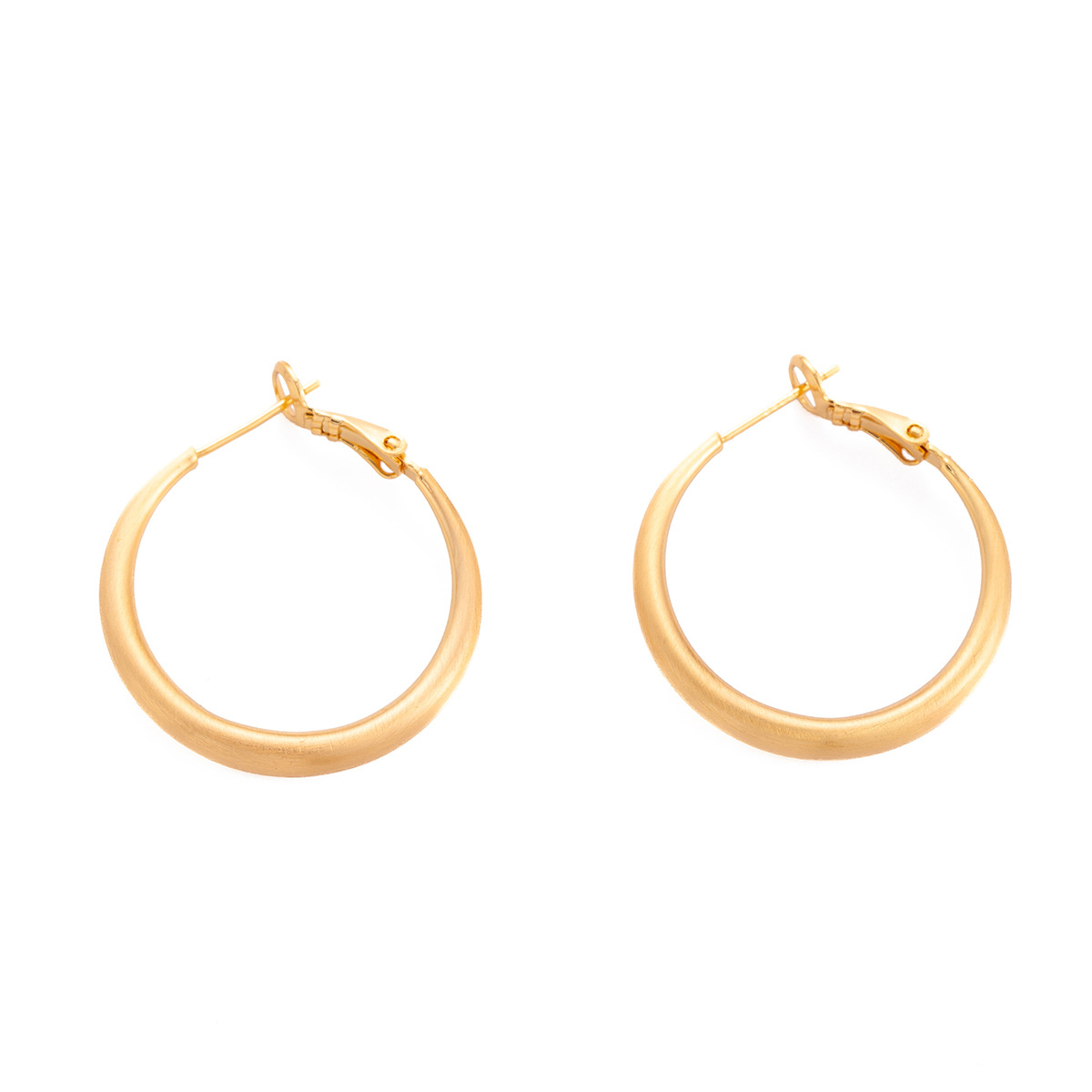Korean-style retro Hong Kong-style brushed matte plain ring earrings, a daily light luxury and high-end feel, fashionable and versatile large ear ring earrings Item Picture