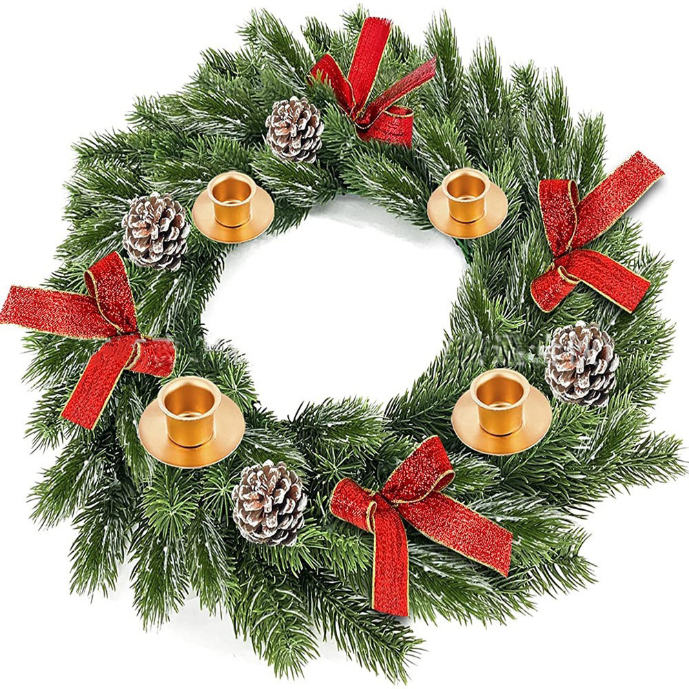 Venta directa de fábrica candelero corona de navidad fiesta de navidad adviento candelero de navidad corona ratán decoraciones de navidad Specification image