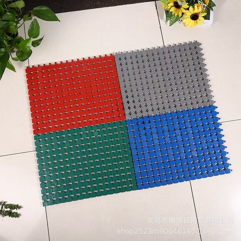 新方格拼接PVC30*40*1.0cm防水高承重洗车房免挖槽地漏地垫防滑垫