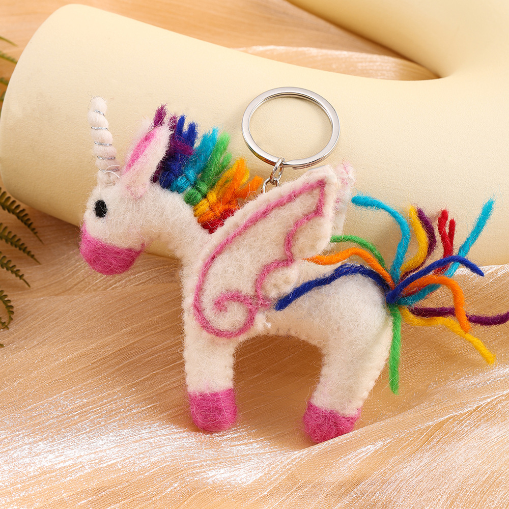 七彩小马羊毛毡挂件梦幻立体玩偶挂饰创意包包挂饰可爱挂件批发
