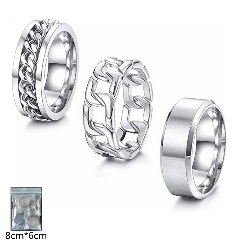Amazon burst set 8mm negro europeo y americano hombres anillo de cadena de arena cepillado acabado mate titanio acero accesorios Item Picture