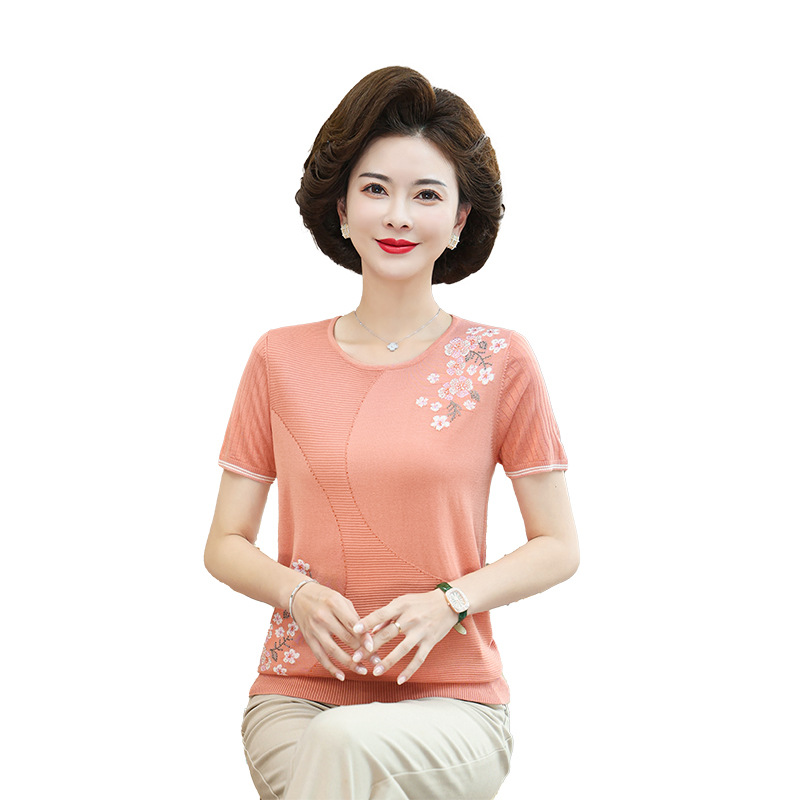 中老年人服饰/中老年女裤/中老年/女装/女装女式宽松时尚休闲白底实物图