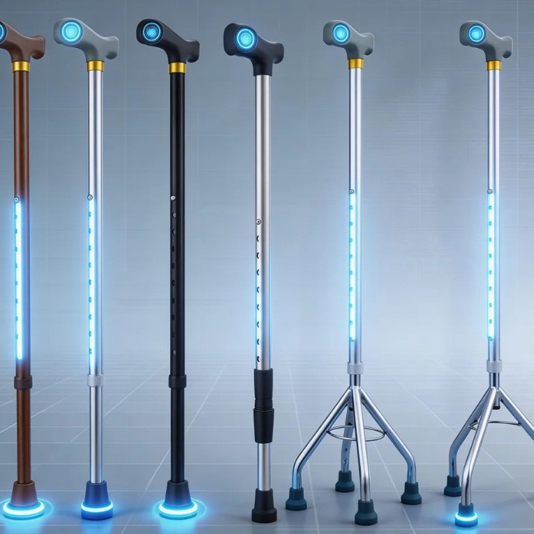 The manufacturer's elderly walking stick, four-corner walking stick, thickened stainless steel walking stick, adjustable, lightweight and anti-slip walking stick for the elderly full figure