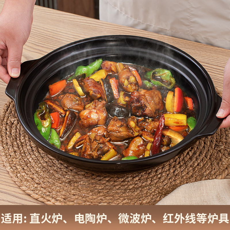 Jinhua Lithium Porcelain's new ceramic shallow pot braised chicken clay pot, commercial fish head pot, gluten pot and steak pot details Picture