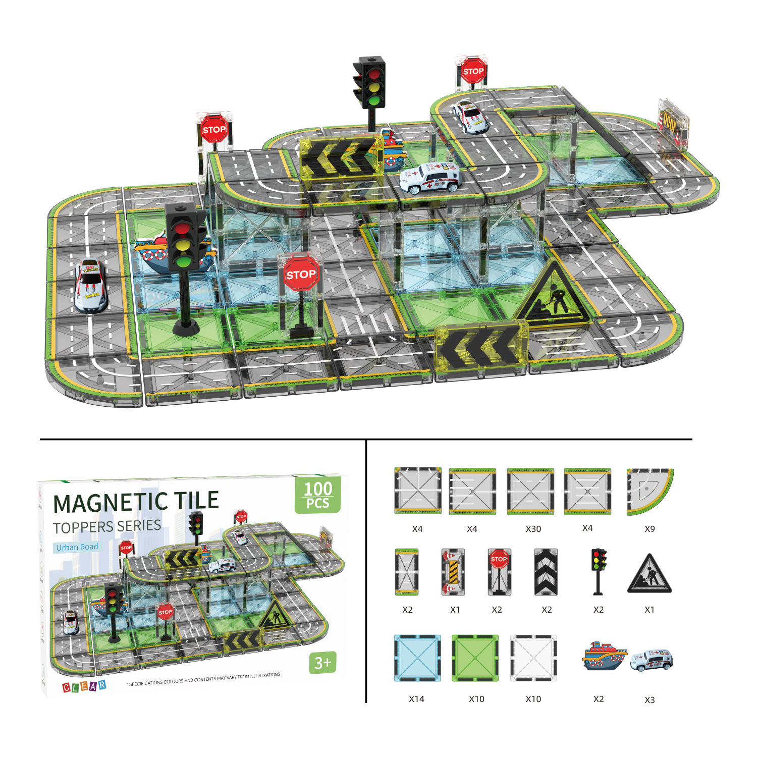 Cross-border color window magnetic sheet engineering vehicle, urban crane scene, strong magnetic children's educational assembly magnetic building block toy Application Scenario