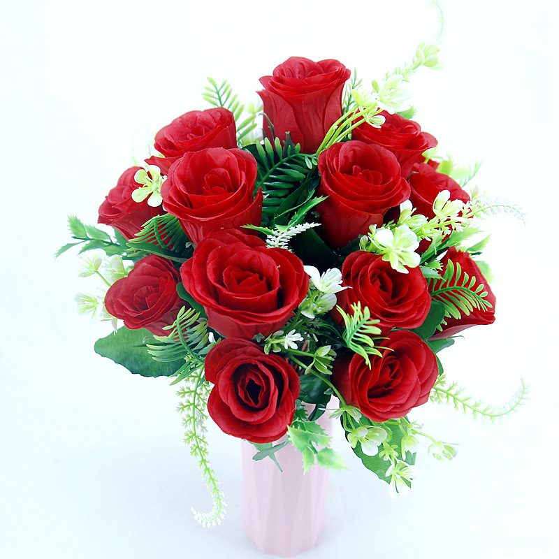 Artificial rose set of 18 pieces, affectionate roses, wet dance bouquet, living room decoration, silk flowers Specification image