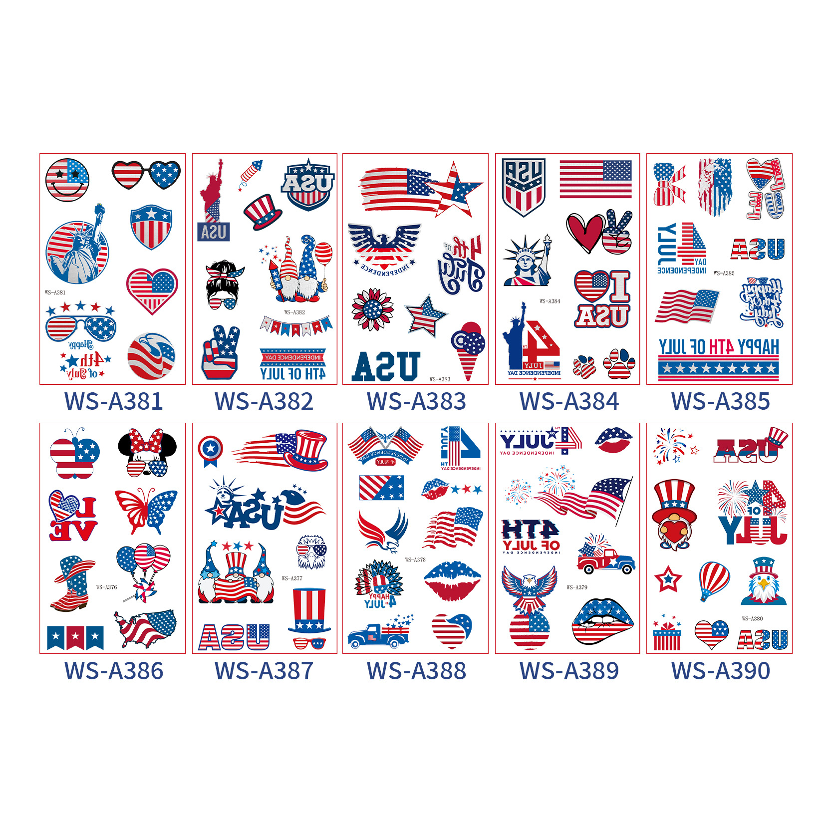 跨境新款现货烫银美国独立日纹身贴国旗脸贴派对节日礼品纹身贴纸细节图