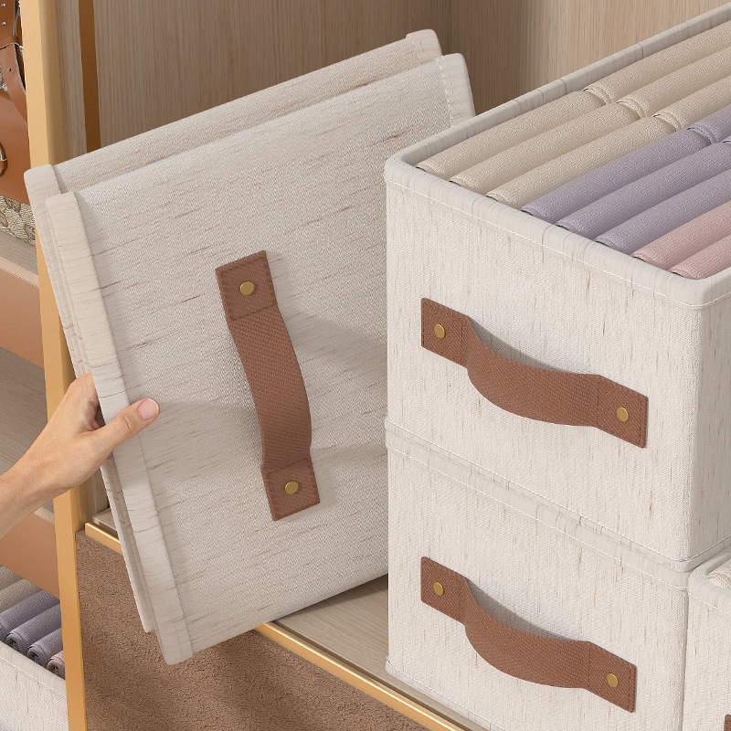 Tianshan cotton and linen non-layered storage box, clothing storage box, storage and folding household clothes organization wonder, drawer type details Picture