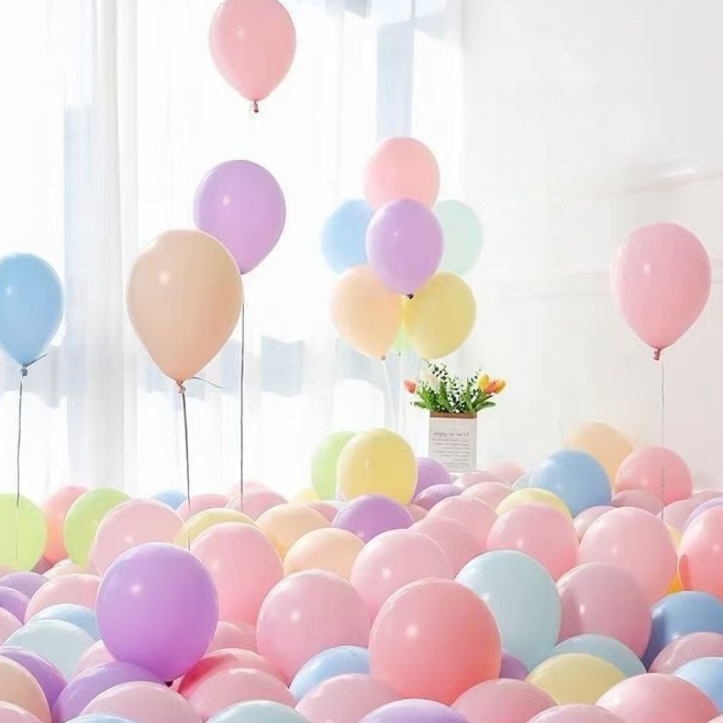马卡龙气球彩色混装加厚气球儿童周岁生日场景布置氛围装饰气球