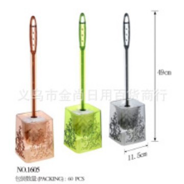 Transparent crystal square heart-shaped garden round toilet brush with base, fashionable transparent base toilet brush cover