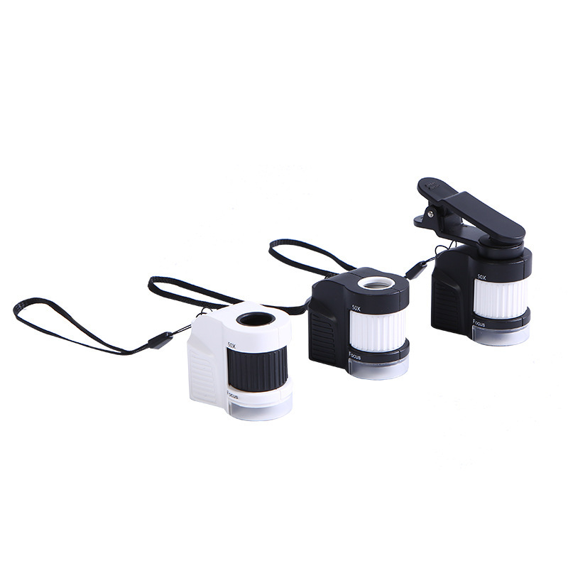 TH-6701C Portable 50x high-definition magnifying glass LED lamp mobile phone holder microscope photography for jewelry appraisal Item Picture
