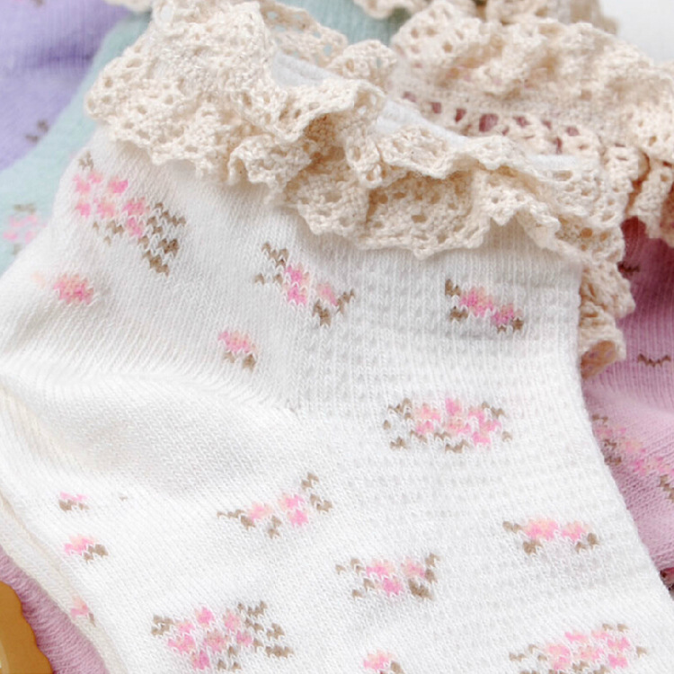 Calcetines barco mujeres verano fino pequeño floral encaje cordón calcetines día estilo idílico mujer calcetines de algodón al por mayor details Picture