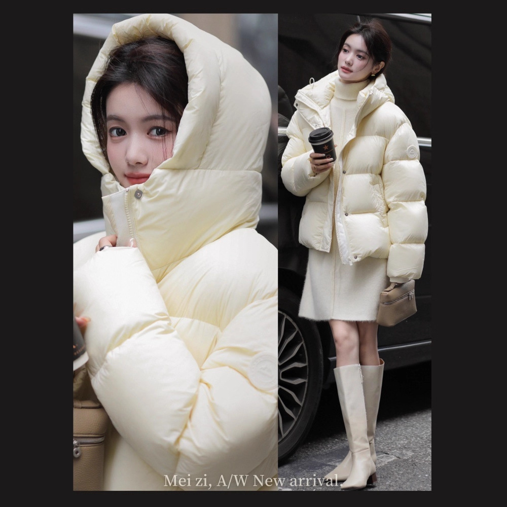 Yaya Short Down Jacket for Women 2025 New Winter Fashion, loose and thick, petite white duck down warm coat details Picture