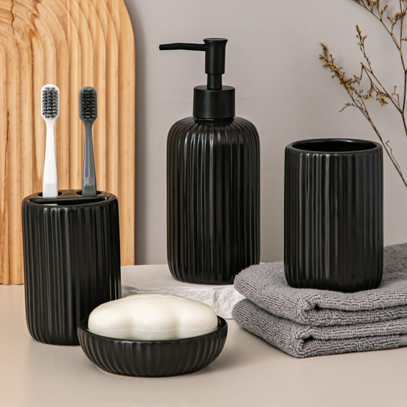 美线轻奢陶瓷卫浴洗漱套装浴室用品卫生间漱口杯牙刷杯套装创意