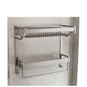 Towel rack, bathroom storage rack, bathroom toilet, non-drilling wall-mounted bathroom set, space aluminum bath towel rack Item Picture