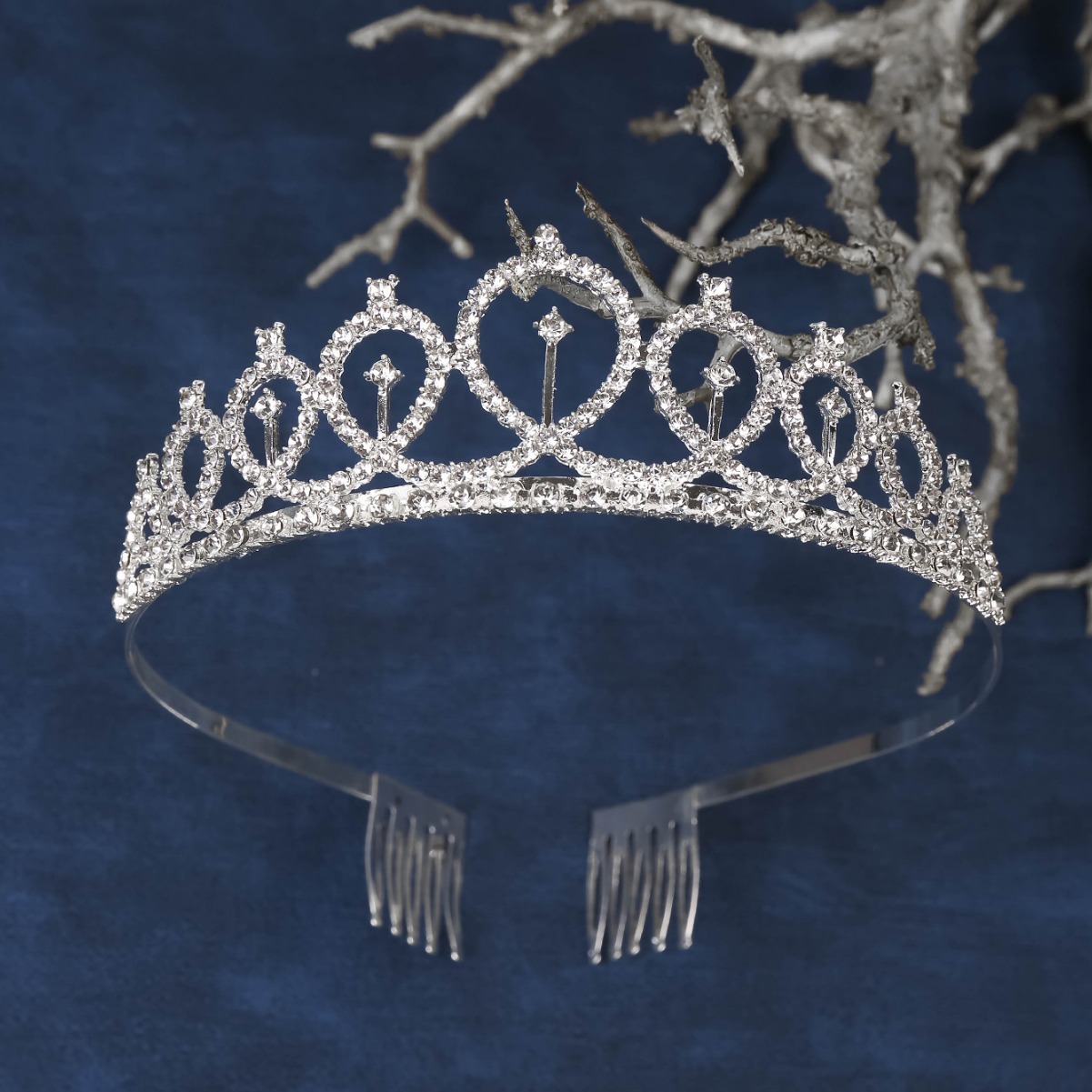 Cross-border European and American wedding bride's crown headwear, luxurious crystal hair accessory, wedding dress, studio queen's hair crown, wedding accessories Specification image