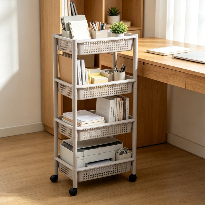 Home simple multi-layer shelf, movable storage rack, bathroom organization rack, kitchen storage and organization rack Specification image