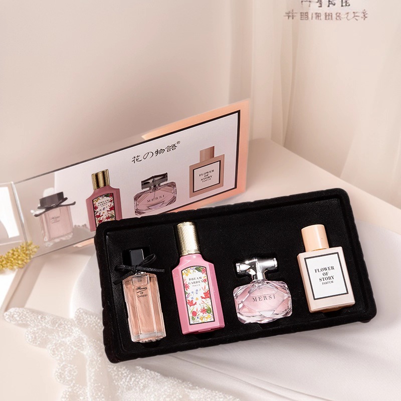 Cross-border Women's Perfume: Long-lasting Fragrance - Flower Story Four-piece Set - Flower Blooming Gift Box Perfume Wholesale