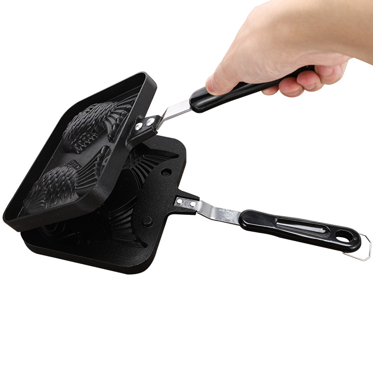 Taiyaki mold, non-stick double-sided taiyaki waffle cookie frying pan, household open flame taiyaki barbecue plate Specification image